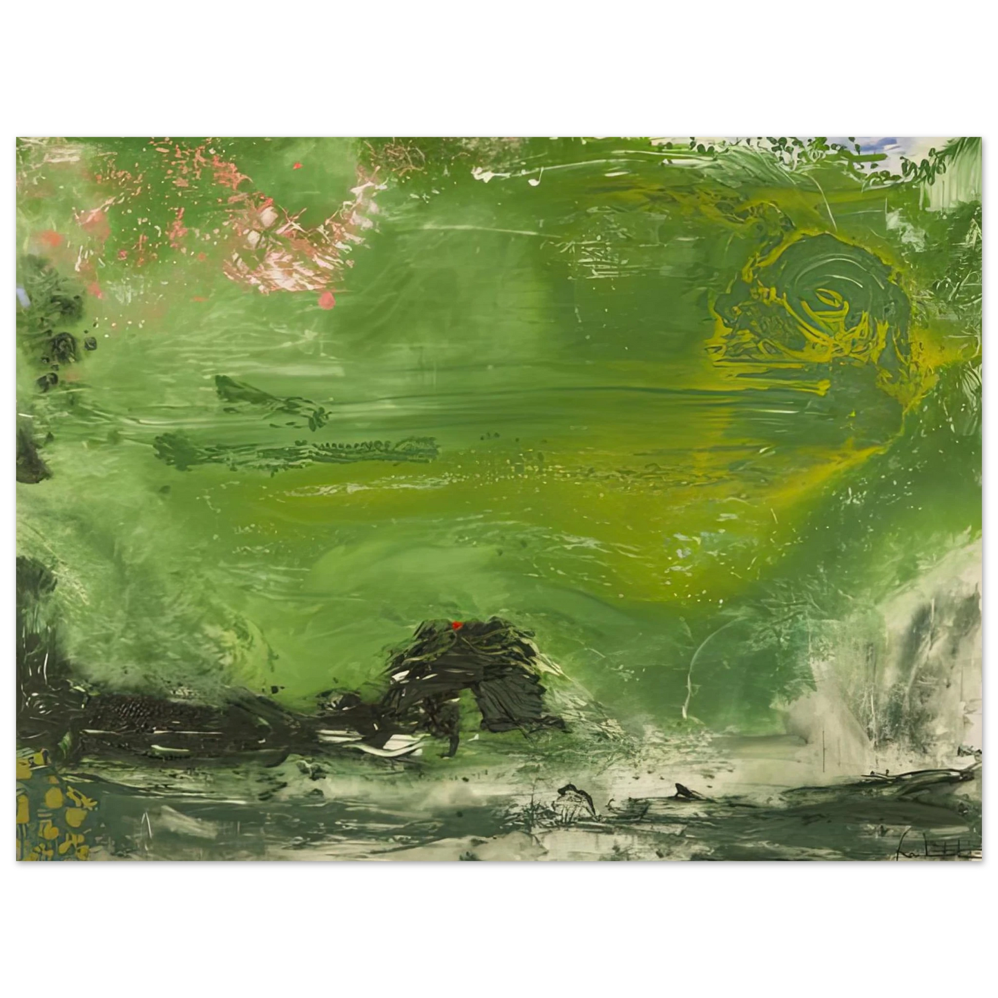 Helen Frankenthaler - Overture, 1992- Wall Art - 60x80 cm / 24x32 inches - Premium Wooden Framed Poster With Fine Art Paper-canvas - Black frame