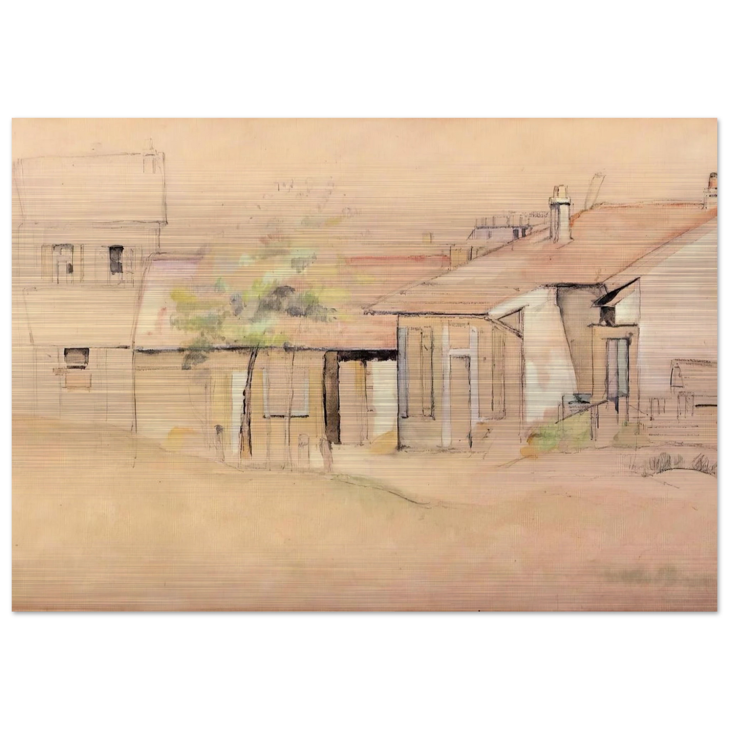 Cottages - Paul Cézanne Brushed Aluminum Print - 70x100 cm / 28x40 inches | Paul Cézanne Aluminum Print | Paul Cézanne Prints