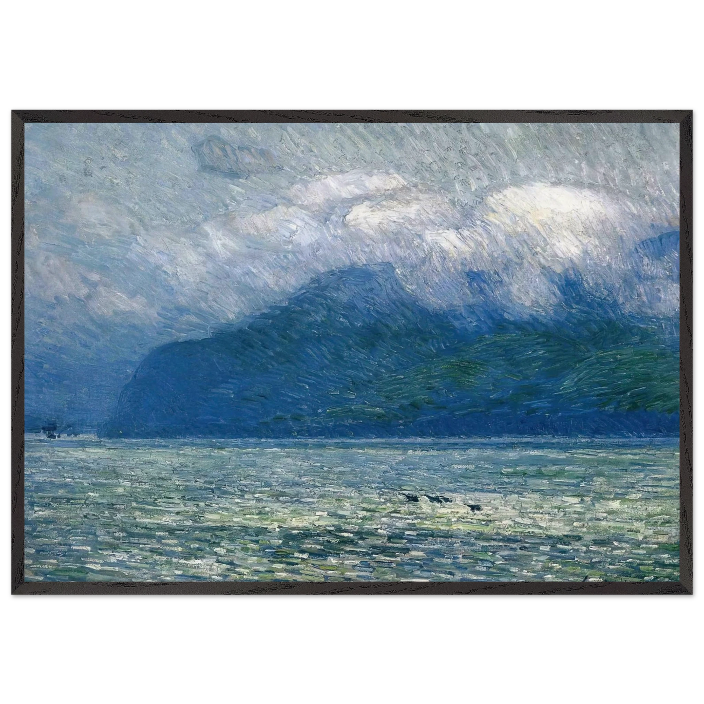 The Silver Veil and the Golden Gate - Childe Hassam 70x100 cm / 28x40 inches Framed Art Print – Black Wooden Frame