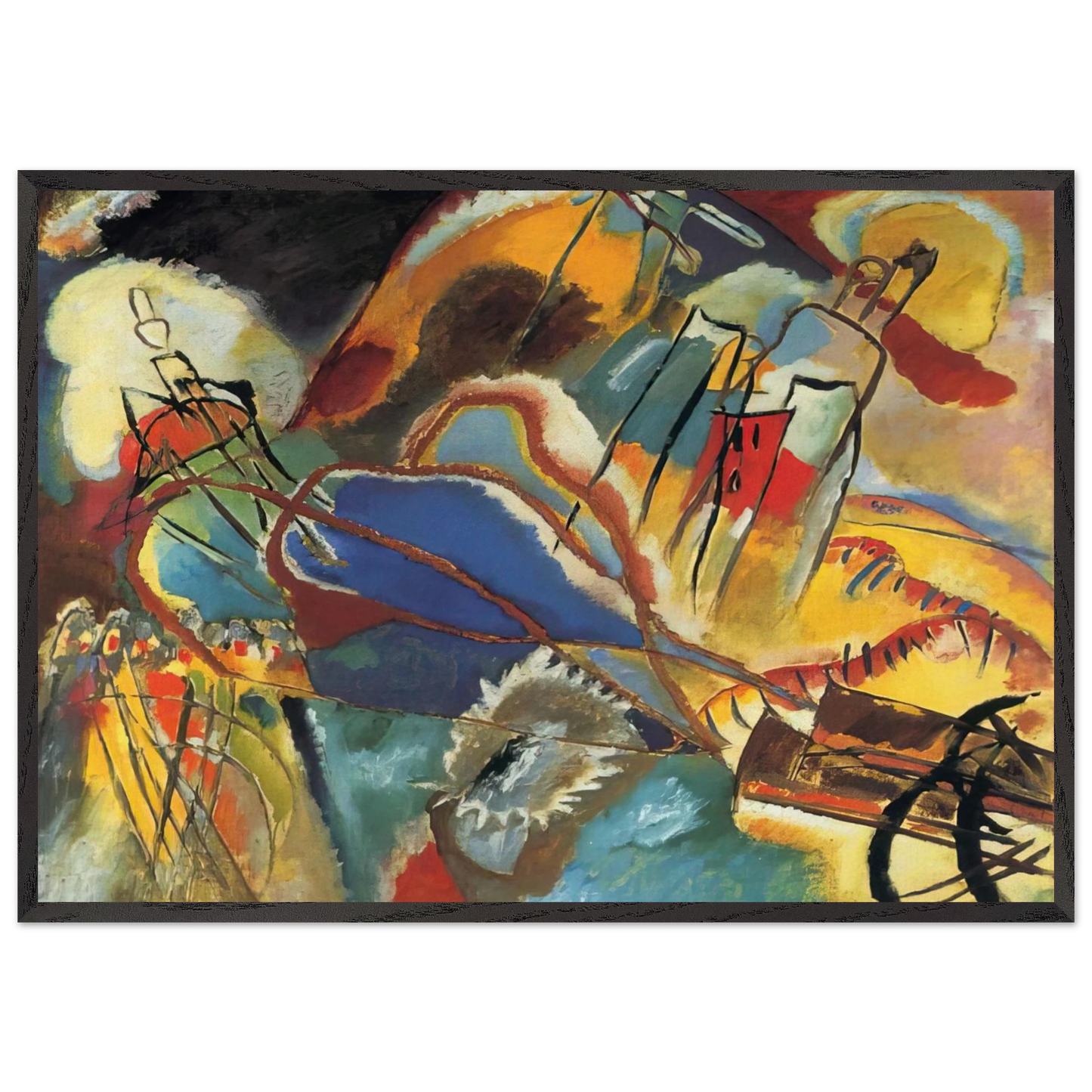 IMPROVISATION 30 CANNONS 1913 - Wassily Kandinsky 70x100 cm / 28x40 inches Framed Art Print – Black Wooden Frame