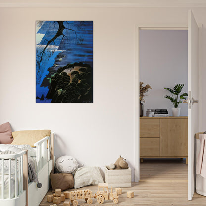 Mystical Coastline - Eyvind Earle Brushed Aluminum Print - 70x100 cm / 28x40 inches | Eyvind Earle Aluminum Print | Eyvind Earle Prints