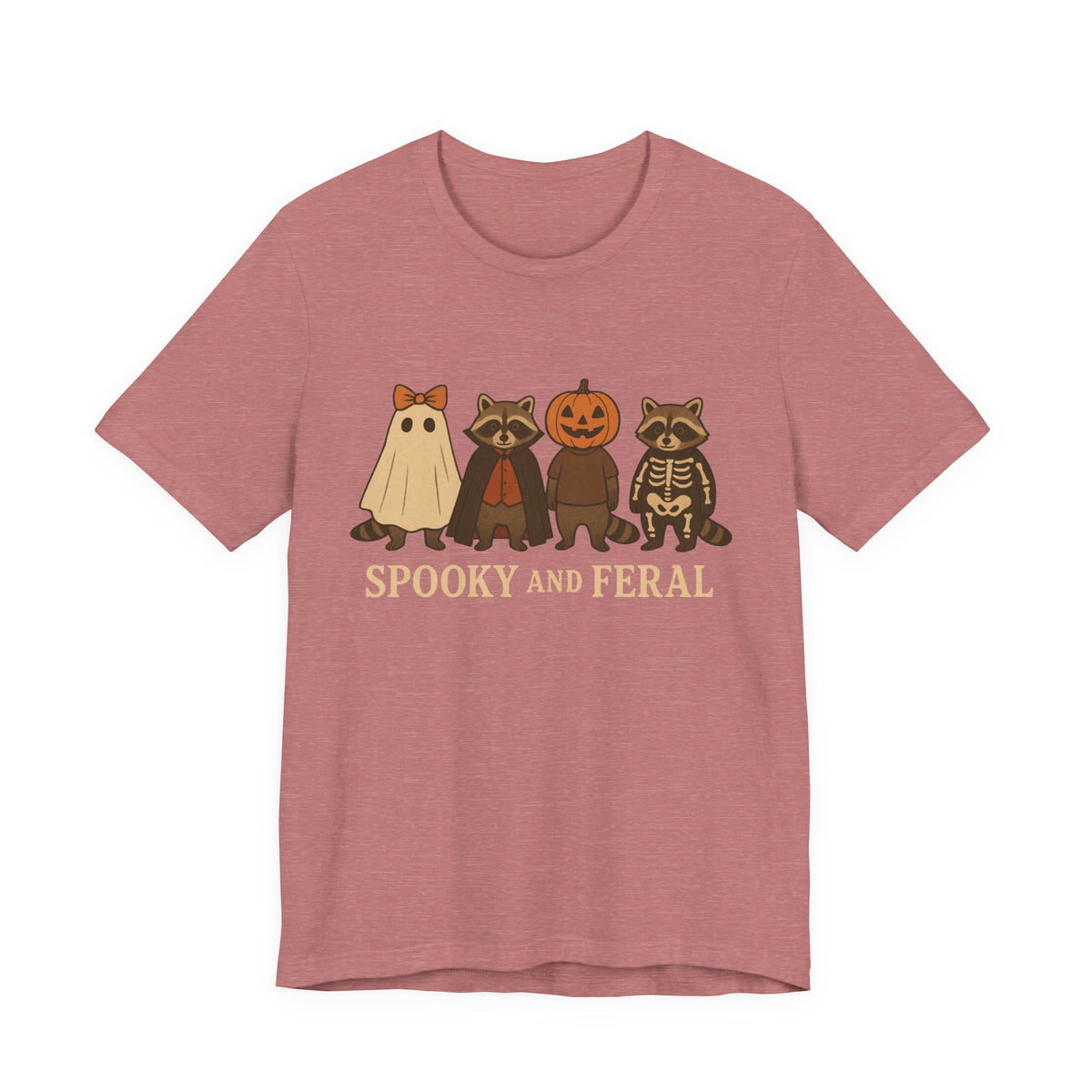 T-shirt "Raton laveur effrayant", T-shirt Halloween drôle à motifs, T-shirt vintage automne mignon, T-shirt tendance femme pour Halloween, T-shirt "Raton laveur sauvage"