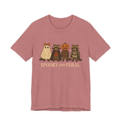 T-shirt "Raton laveur effrayant", T-shirt Halloween drôle à motifs, T-shirt vintage automne mignon, T-shirt tendance femme pour Halloween, T-shirt "Raton laveur sauvage"