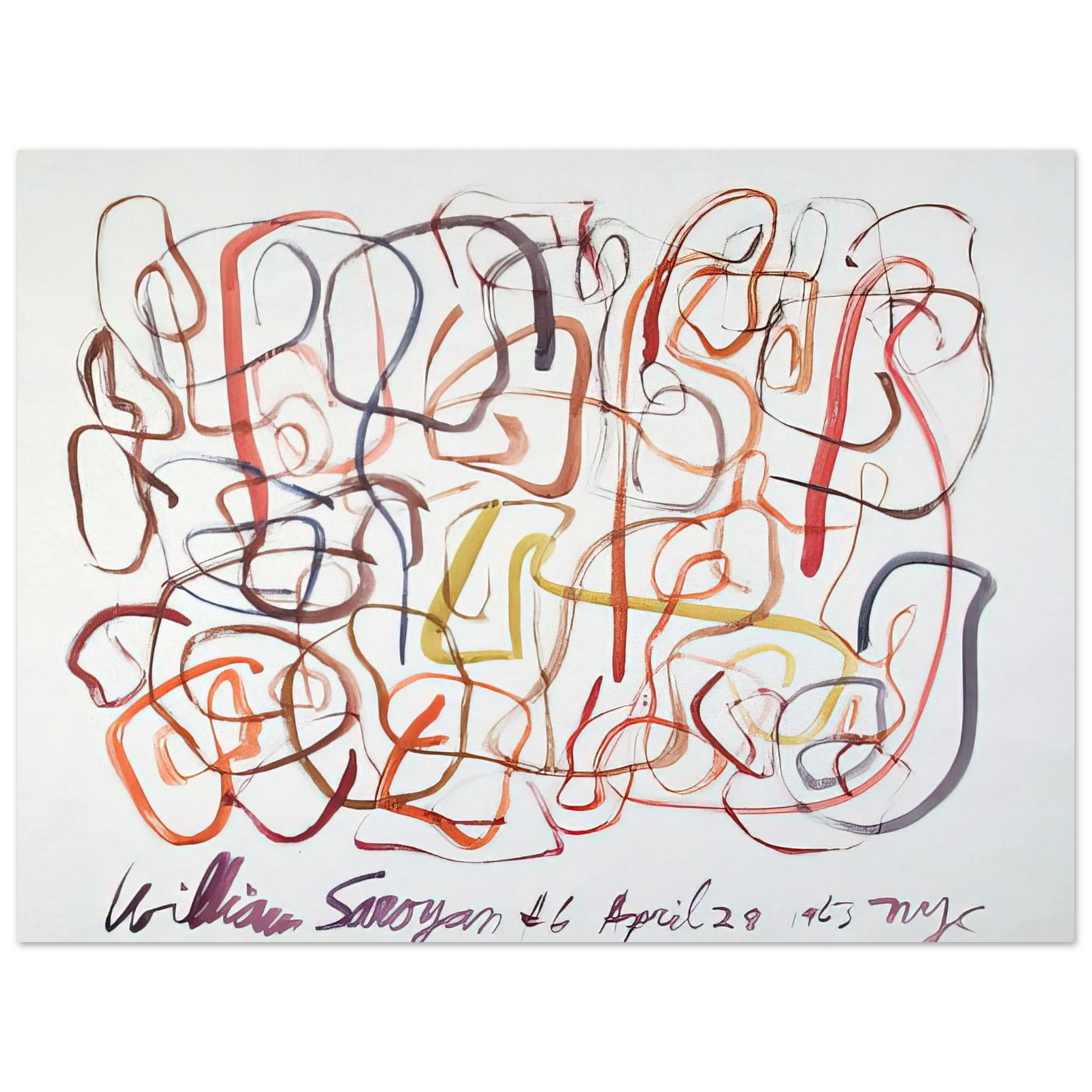 William Saroyan - #6 April 28, 1963 NYC - 1963  75x100 cm / 30x40inches Fine Art Poster