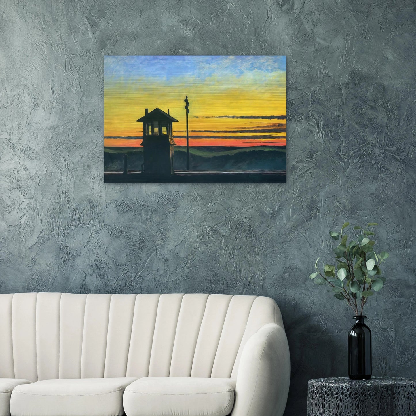 Railroad Sunset - Edward Hopper Brushed Aluminum Print - 70x100 cm / 28x40 inches | Edward Hopper Aluminum Print | Edward Hopper Prints