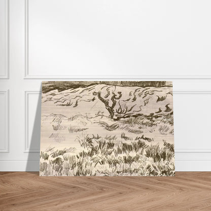 Field with Bare Tree - Vincent van Gogh Brushed Aluminum Print - 70x100 cm / 28x40 inches | Vincent van Gogh Aluminum Print | Vincent van Gogh Prints
