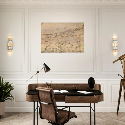 Mountain Landscape Seen across the Walls - Vincent van Gogh Brushed Aluminum Print - 70x100 cm / 28x40 inches | Vincent van Gogh Aluminum Print | Vincent van Gogh Prints