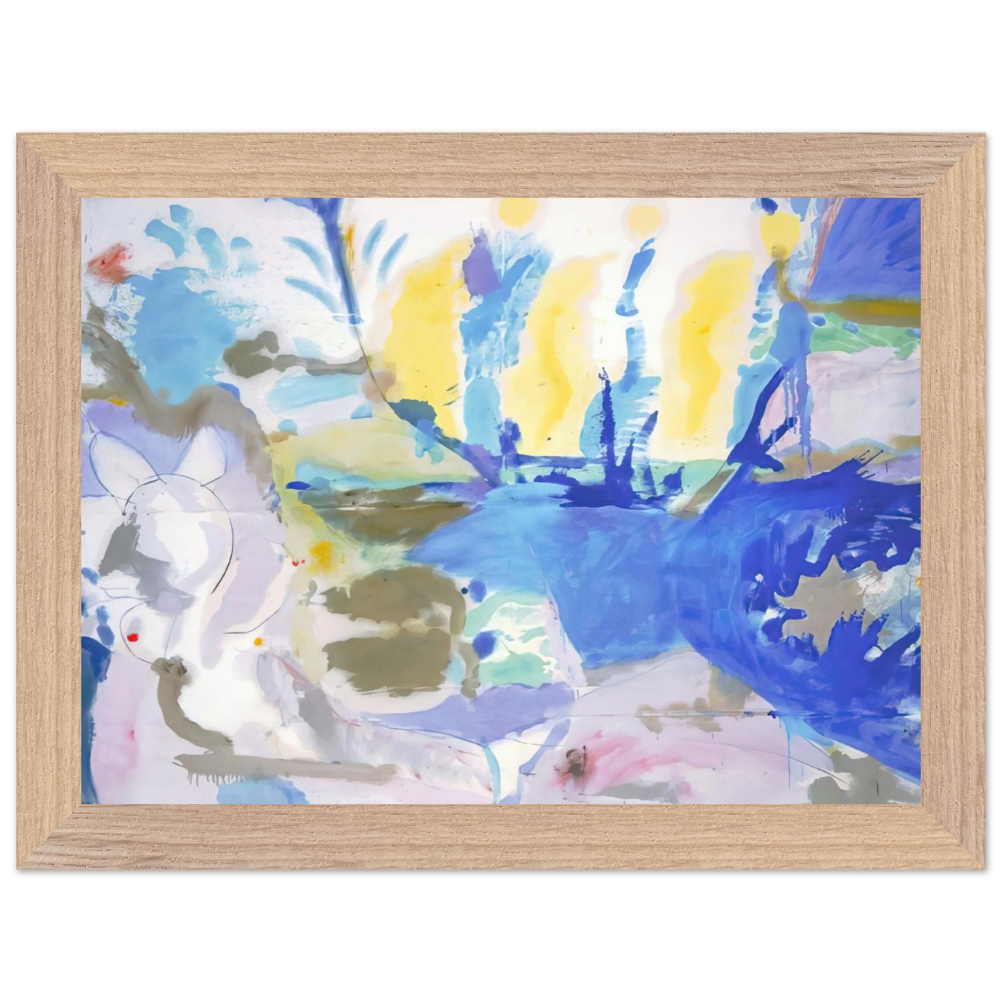 Helen Frankenthaler - Basque Beach - 1958 Wall art - 28x43  cm / XL (11x17 inches) - Premium Wooden Framed Poster With Fine Art Paper-canvas - Wood frame
