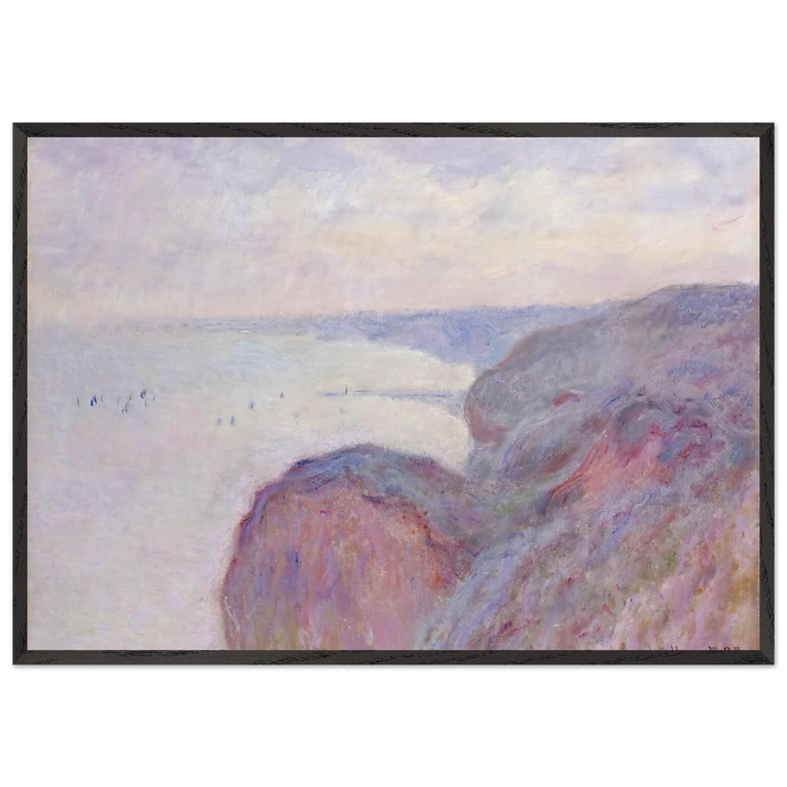 Cliff near Dieppe Overcast Skies - claude monet 70x100 cm / 28x40 inches Framed Art Print – Black Wooden Frame