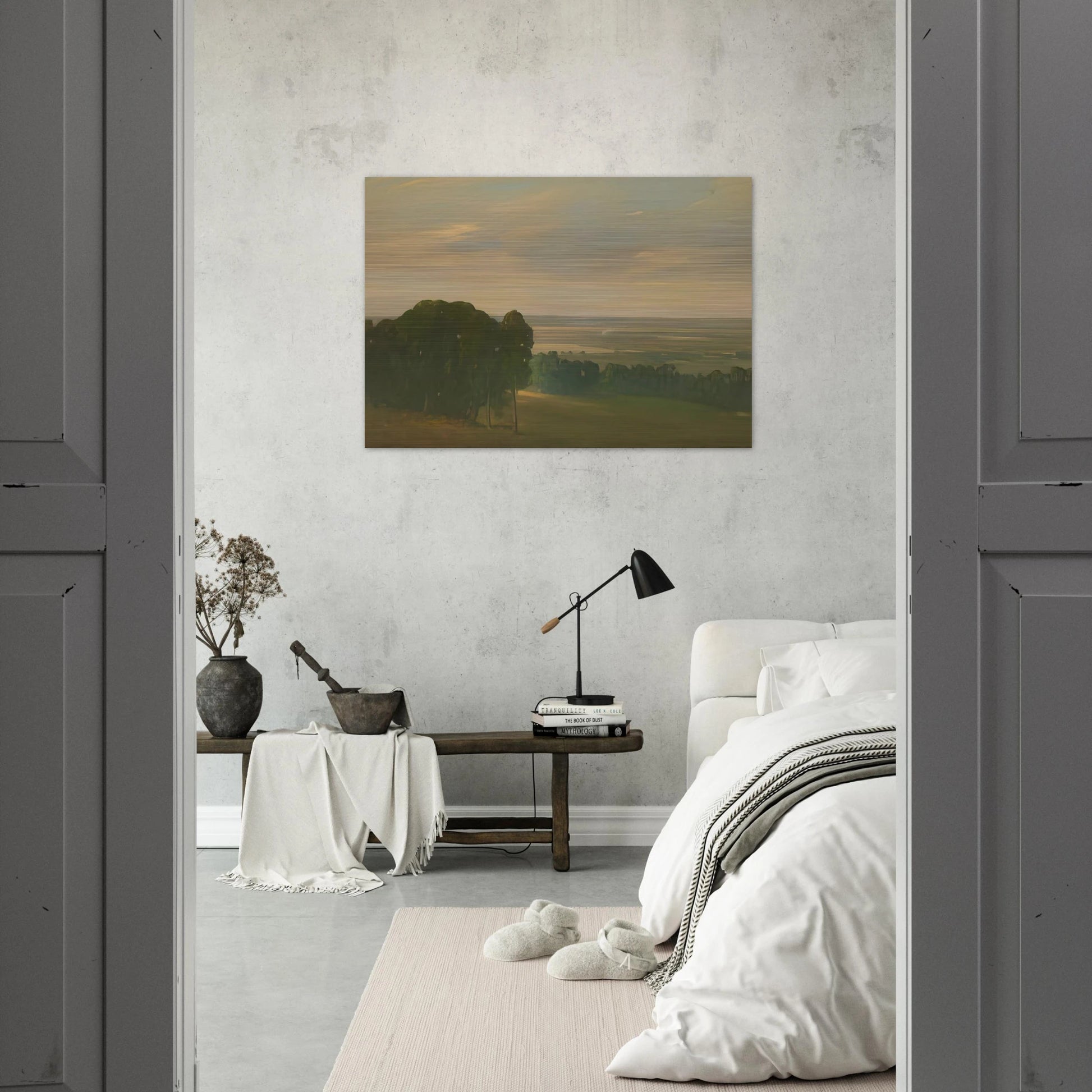 Eucalyptus Grove in a Vast Landscape - Tonalism - Xavier Martinez Brushed Aluminum Print - 70x100 cm / 28x40 inches | Xavier Martinez Aluminum Print | Xavier Martinez Prints