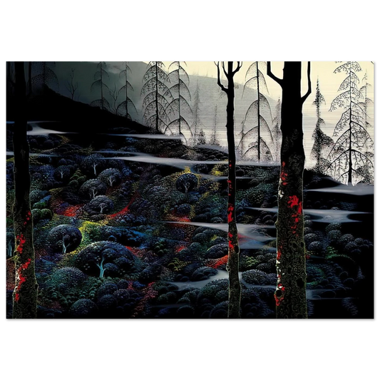 Dawn's First Light - Eyvind Earle Brushed Aluminum Print - 70x100 cm / 28x40 inches | Eyvind Earle Aluminum Print | Eyvind Earle Prints