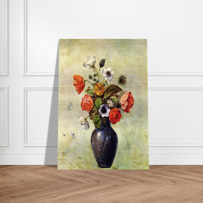 ANEMONES AND POPPIES IN A VASE - Odilon Redon Brushed Aluminum Print - 70x100 cm / 28x40 inches | Odilon Redon Aluminum Print | Odilon Redon Prints