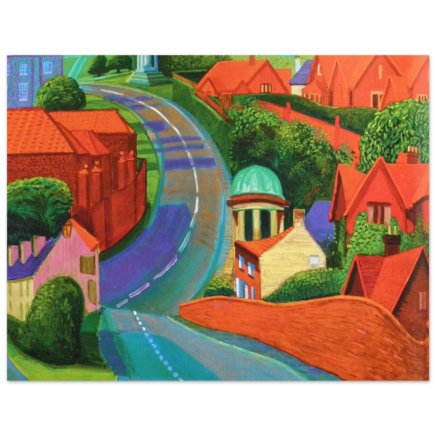 David Hockney - The Road to York Through Sledmere - 30x40 cm / 12x16 inches - Premium Wooden Framed Poster With Fine Art Paper-canvas - Black frame