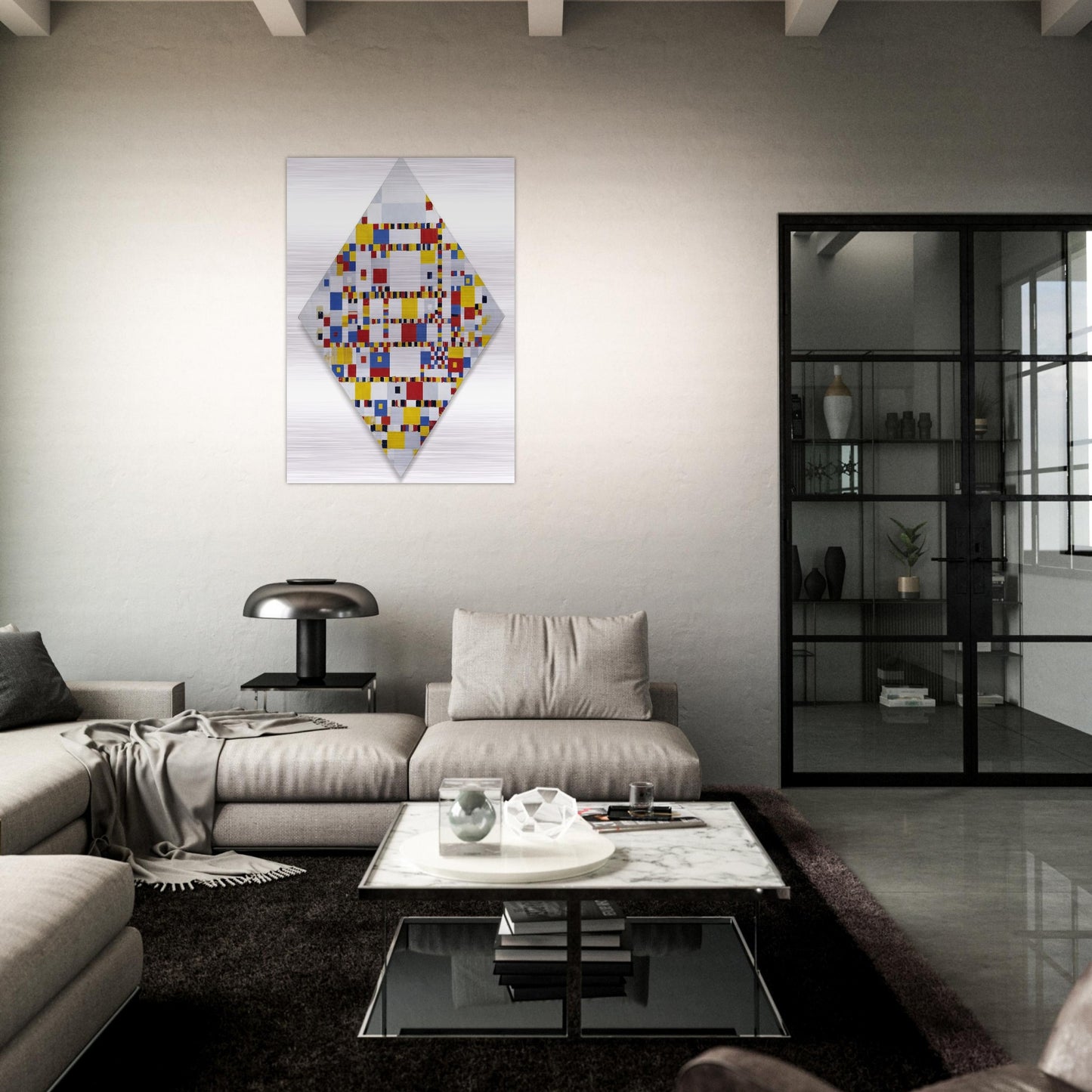 Victory Boogie Woogie - Piet Mondrian Brushed Aluminum Print - 70x100 cm / 28x40 inches | Piet Mondrian Aluminum Print | Piet Mondrian Prints