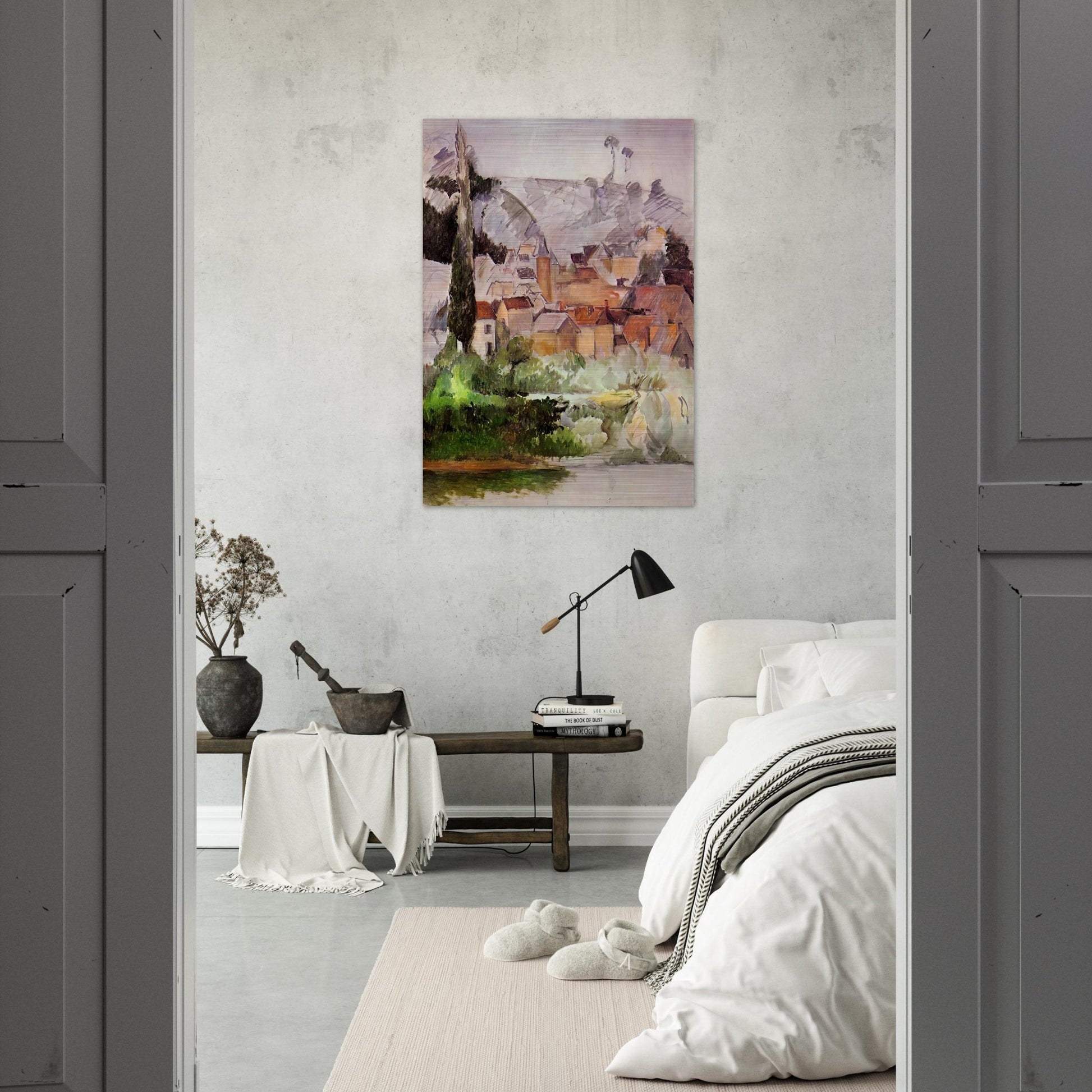 Medan Chateau and Village - Paul Cézanne Brushed Aluminum Print - 70x100 cm / 28x40 inches | Paul Cézanne Aluminum Print | Paul Cézanne Prints