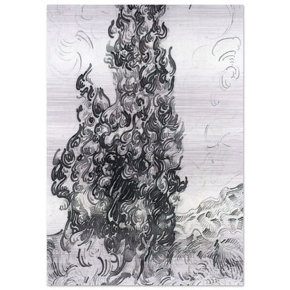Cypresses - Vincent van Gogh Brushed Aluminum Print - 70x100 cm / 28x40 inches | Vincent van Gogh Aluminum Print | Vincent van Gogh Prints