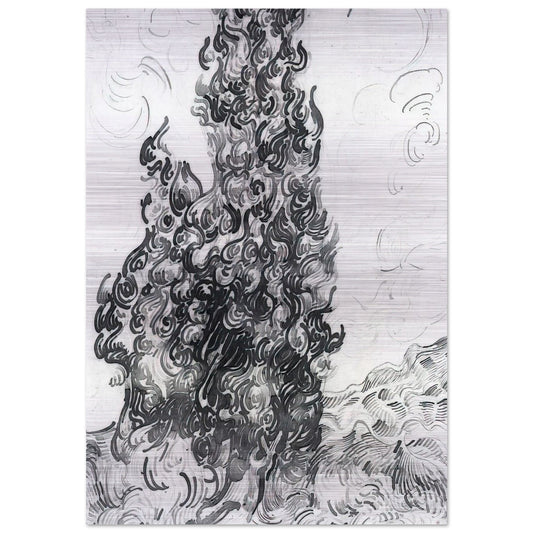 Cypresses - Vincent van Gogh Brushed Aluminum Print - 70x100 cm / 28x40 inches | Vincent van Gogh Aluminum Print | Vincent van Gogh Prints