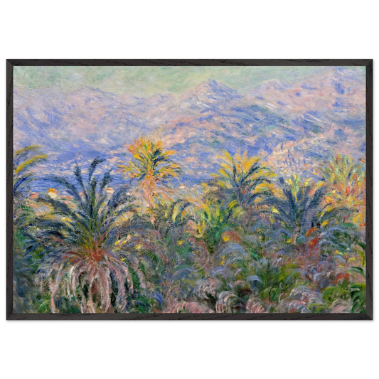 Palm Trees at Bordighera - claude monet 70x100 cm / 28x40 inches Framed Art Print – Black Wooden Frame
