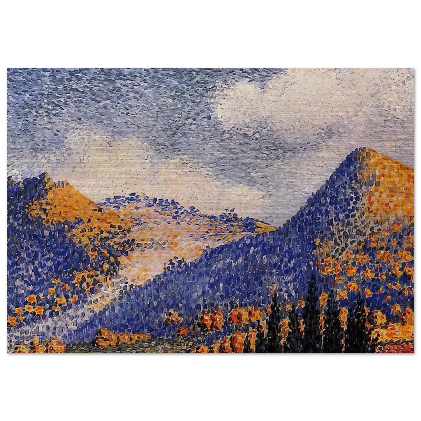 Landscape, the Little Maresque Mountains - Henri-Edmond Cross Brushed Aluminum Print - 70x100 cm / 28x40 inches | Henri-Edmond Cross Aluminum Print | Henri-Edmond Cross Prints