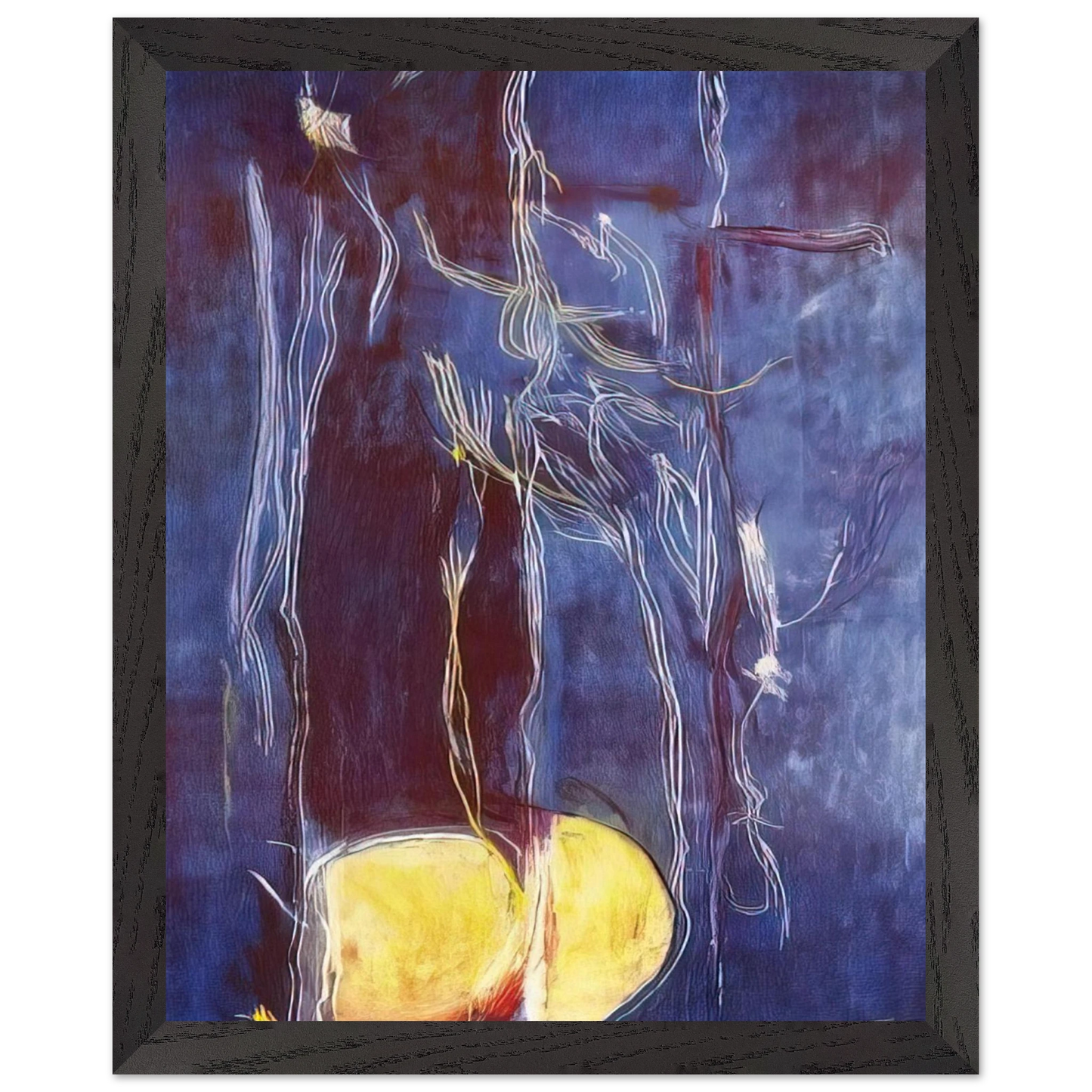Helen Frankenthaler - All About Blue - 1994 Wall art - 30x40 cm / 12x16 inches - Premium Wooden Framed Poster With Fine Art Paper-canvas - Wood frame