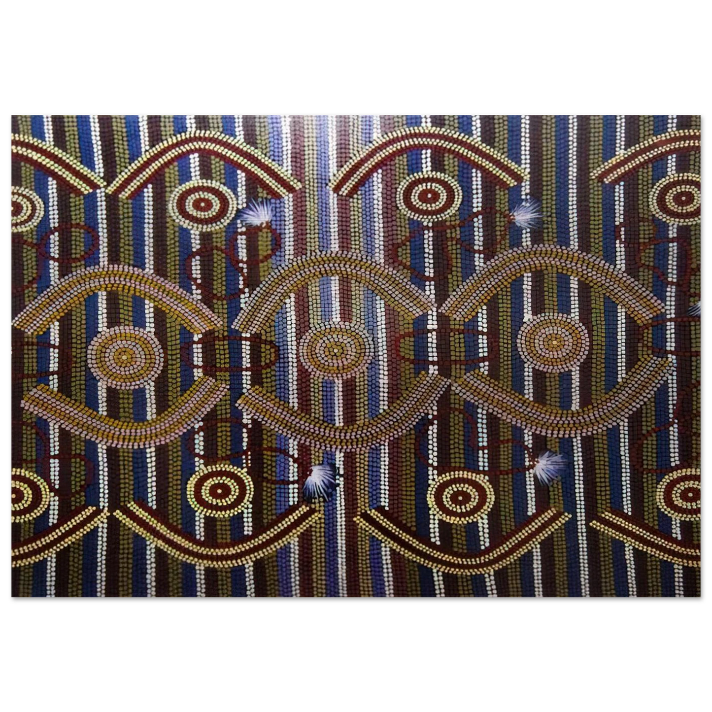 Anmatyerre Ceremonial Designs Associated with the Rockhole Site Intankangu - 1982 - Clifford Possum Tjapaltjarri Brushed Aluminum Print - 70x100 cm / 28x40 inches | Clifford Possum Tjapaltjarri Aluminum Print | Clifford Possum Tjapaltjarri Prints