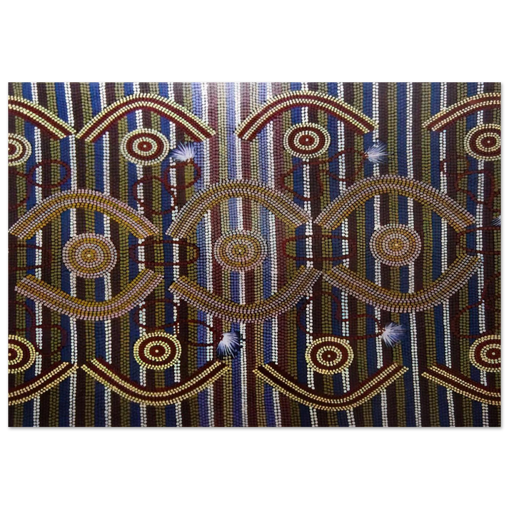 Anmatyerre Ceremonial Designs Associated with the Rockhole Site Intankangu - 1982 - Clifford Possum Tjapaltjarri Brushed Aluminum Print - 70x100 cm / 28x40 inches | Clifford Possum Tjapaltjarri Aluminum Print | Clifford Possum Tjapaltjarri Prints