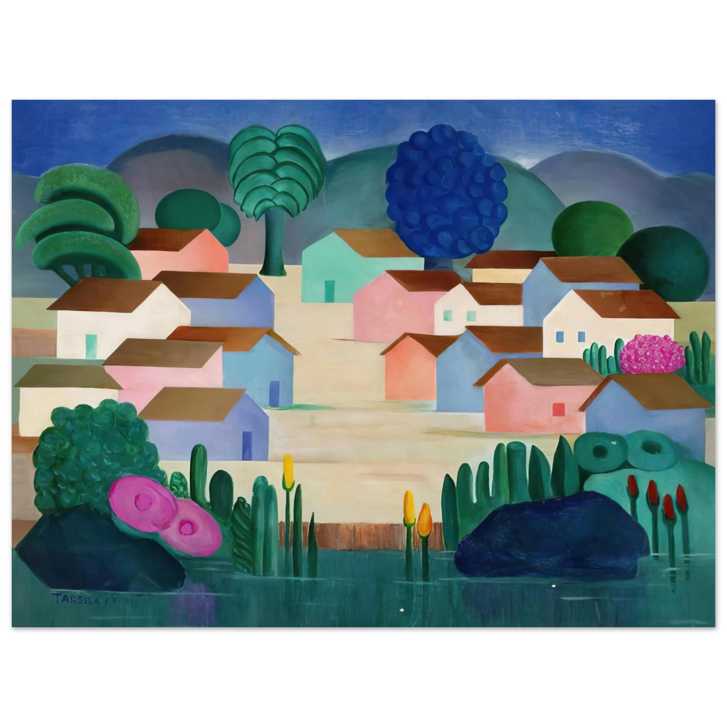 Tarsila do Amaral - Landscape with Sixteen Houses  75x100 cm / 30x40inches Fine Art Poster