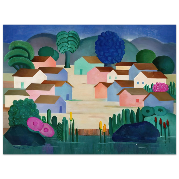 Tarsila do Amaral - Landscape with Sixteen Houses  75x100 cm / 30x40inches Fine Art Poster