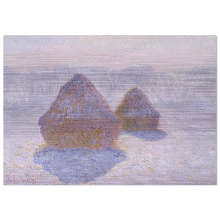 Haystacks Effect of Snow and Sun - claude monet Brushed Aluminum Print - 70x100 cm / 28x40 inches | claude monet Aluminum Print | claude monet Prints