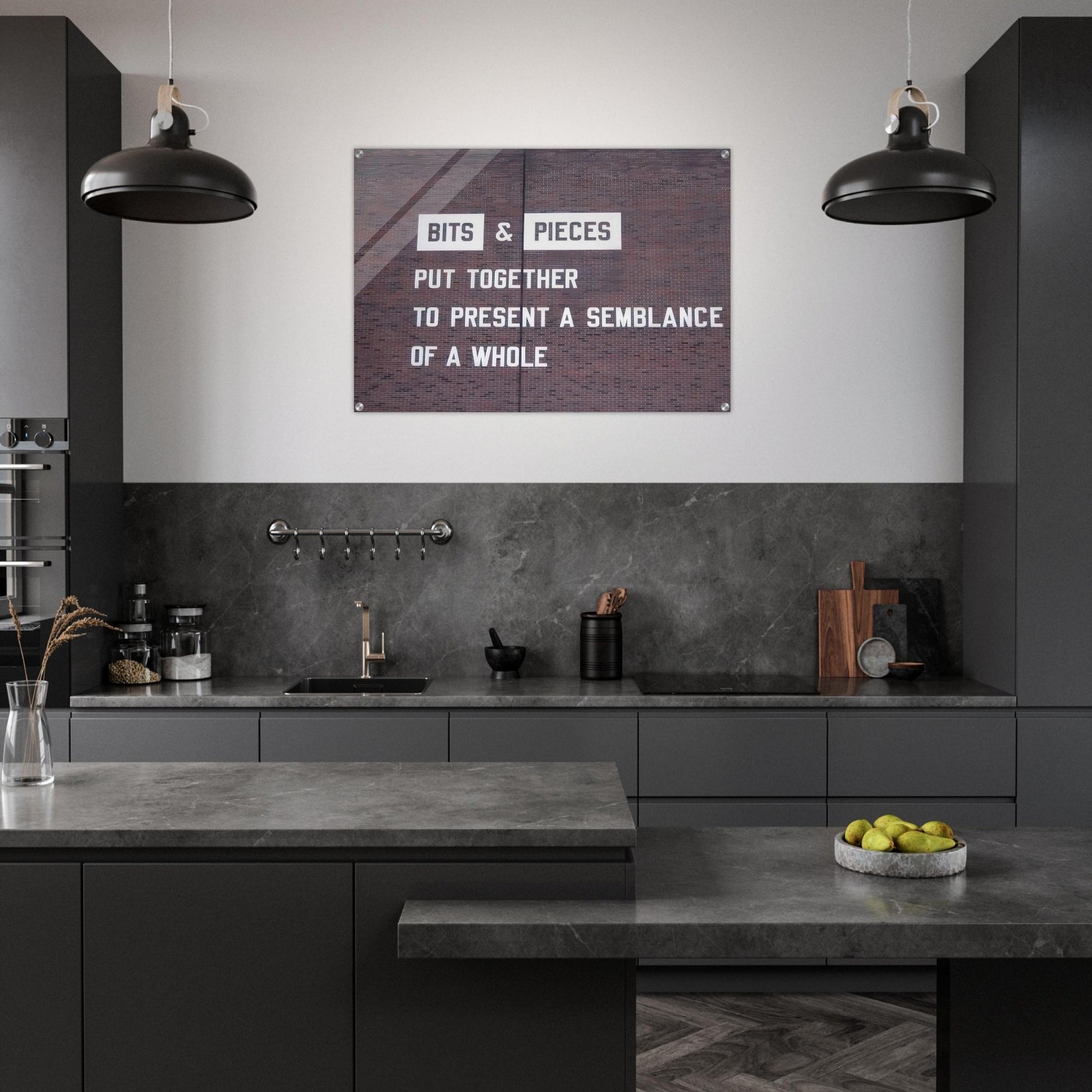 Bits  Pieces Put Together to Present a Semblance of a Whole - 2005 - Lawrence Weiner Acrylic Print - 70x100 cm / 28x40″ inches | Lawrence Weiner Wall Art | Lawrence Weiner Prints