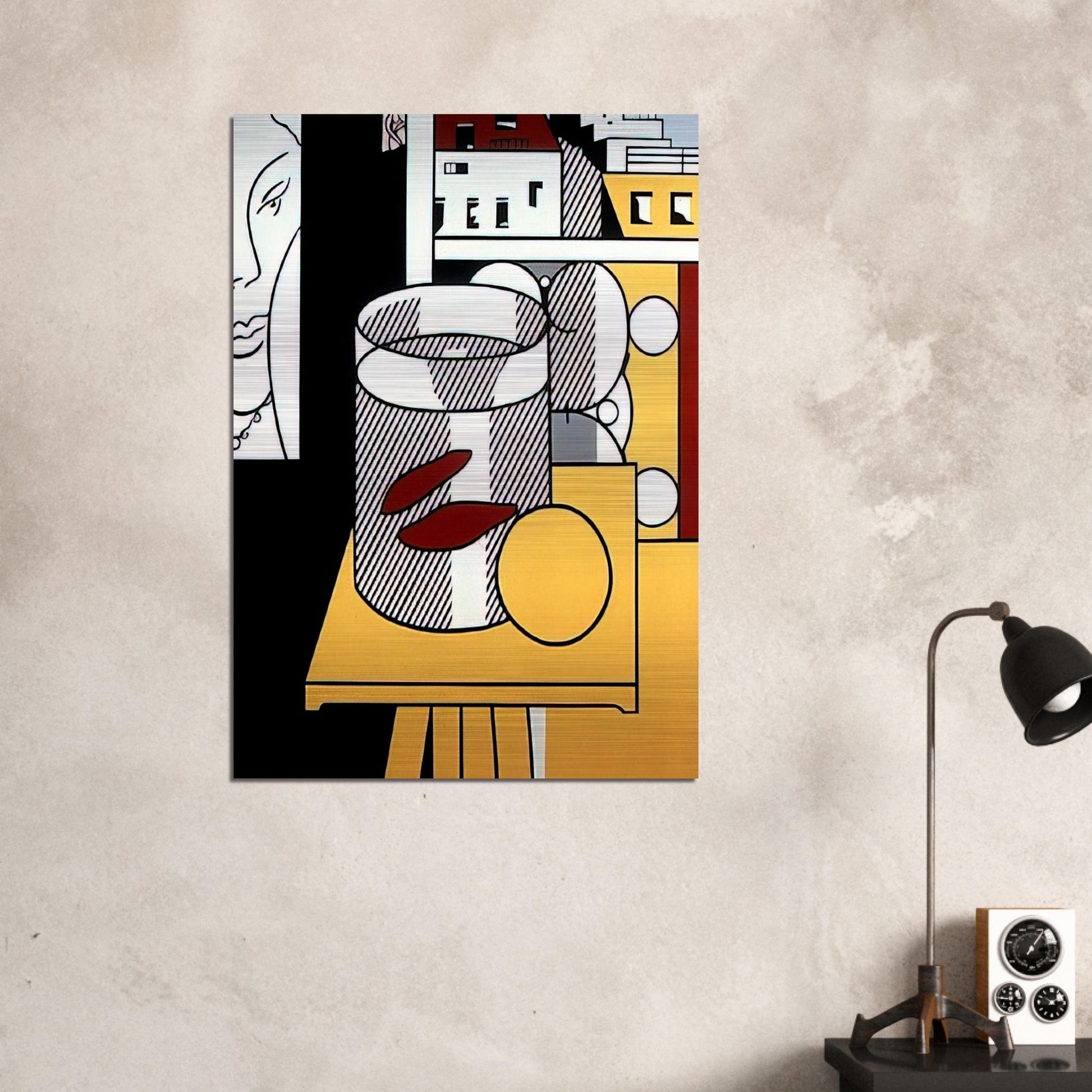 STILL LIFE WITH GOLDFISH 1974 - Roy Lichtenstein Brushed Aluminum Print - 70x100 cm / 28x40 inches | Roy Lichtenstein Aluminum Print | Roy Lichtenstein Prints