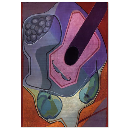 VIOLIN WITH FRUIT 1924 - Juan Gris Brushed Aluminum Print - 70x100 cm / 28x40 inches | Juan Gris Aluminum Print | Juan Gris Prints