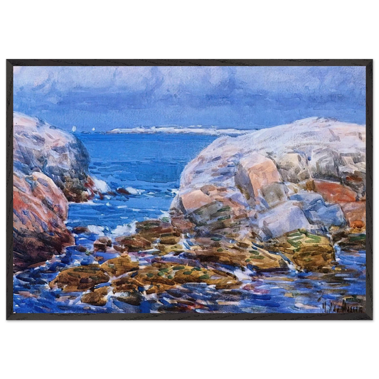 Duck Island Isles of Shoals - Childe Hassam 70x100 cm / 28x40 inches Framed Art Print – Black Wooden Frame
