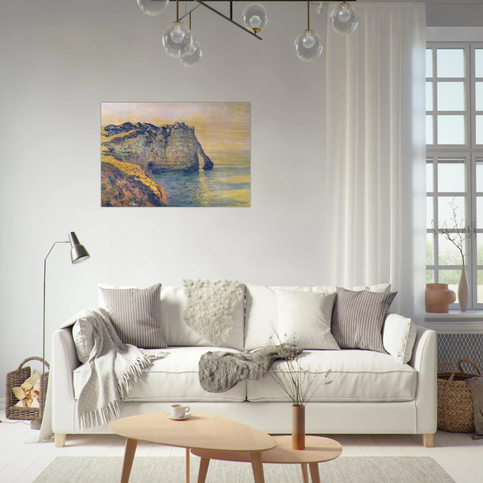 Cliffs of the Porte d'Aval - claude monet Brushed Aluminum Print - 70x100 cm / 28x40 inches | claude monet Aluminum Print | claude monet Prints