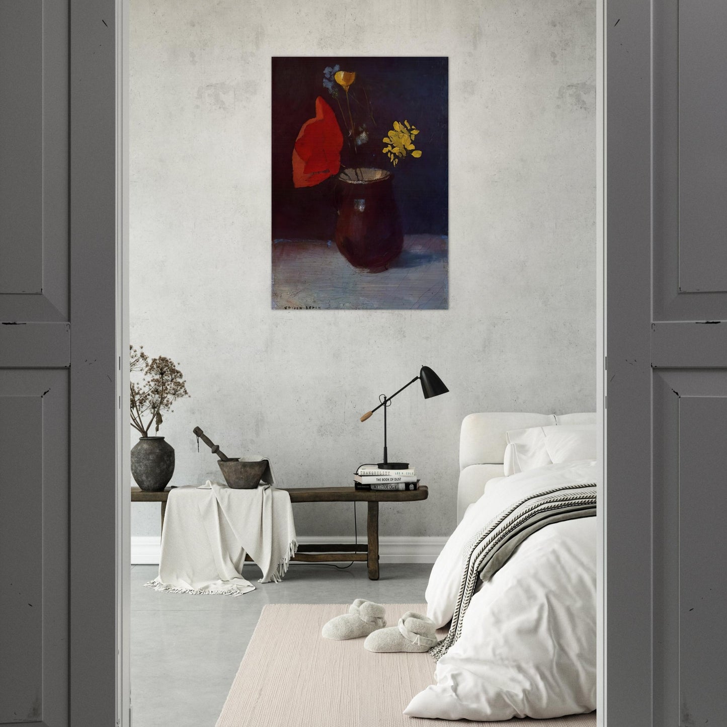 PITCHER OF FLOWERS - Odilon Redon Brushed Aluminum Print - 70x100 cm / 28x40 inches | Odilon Redon Aluminum Print | Odilon Redon Prints