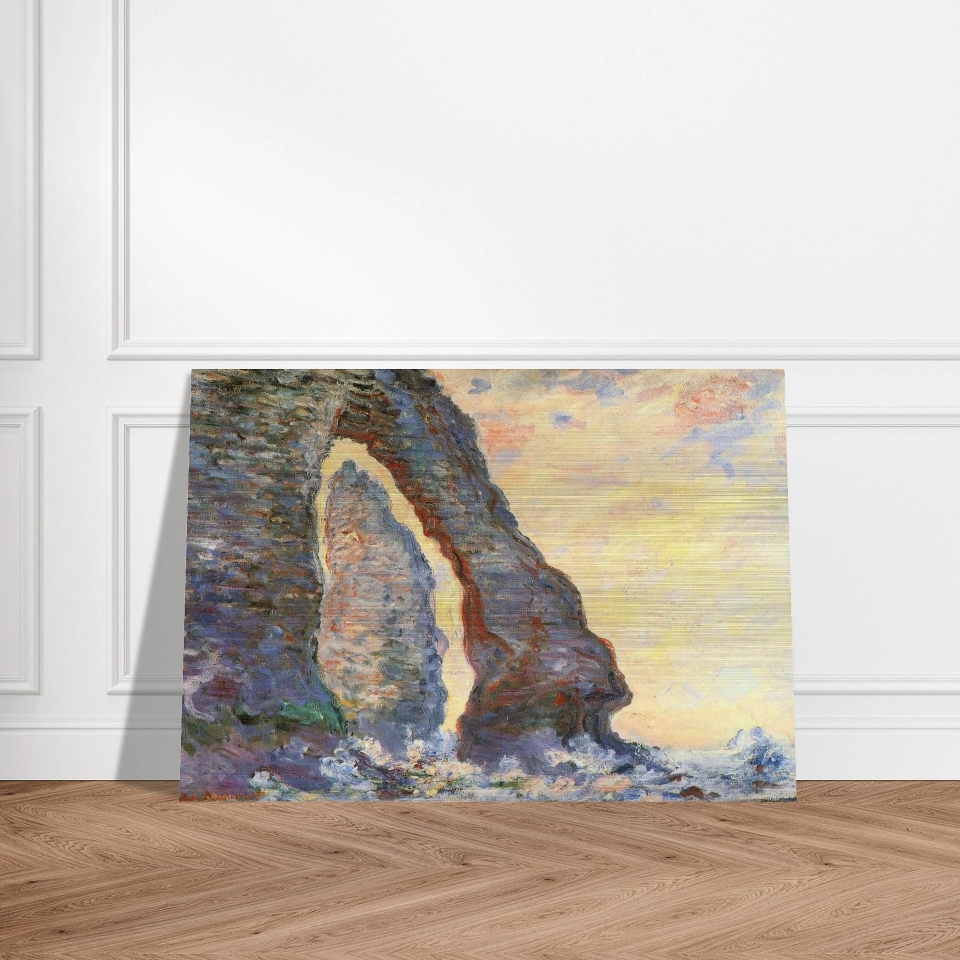 The Rock Needle Seen through the Porte d'Aval - claude monet Brushed Aluminum Print - 70x100 cm / 28x40 inches | claude monet Aluminum Print | claude monet Prints