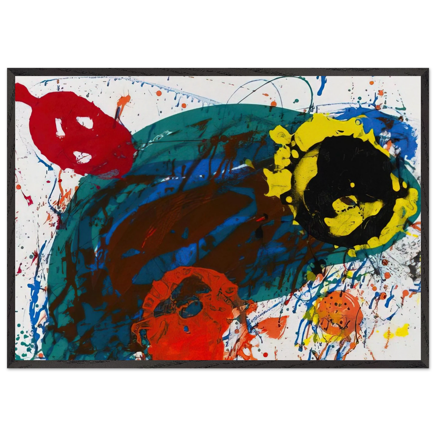 For Thirteen  SFS-335  - Sam Francis 70x100 cm / 28x40 inches Framed Art Print – Black Wooden Frame