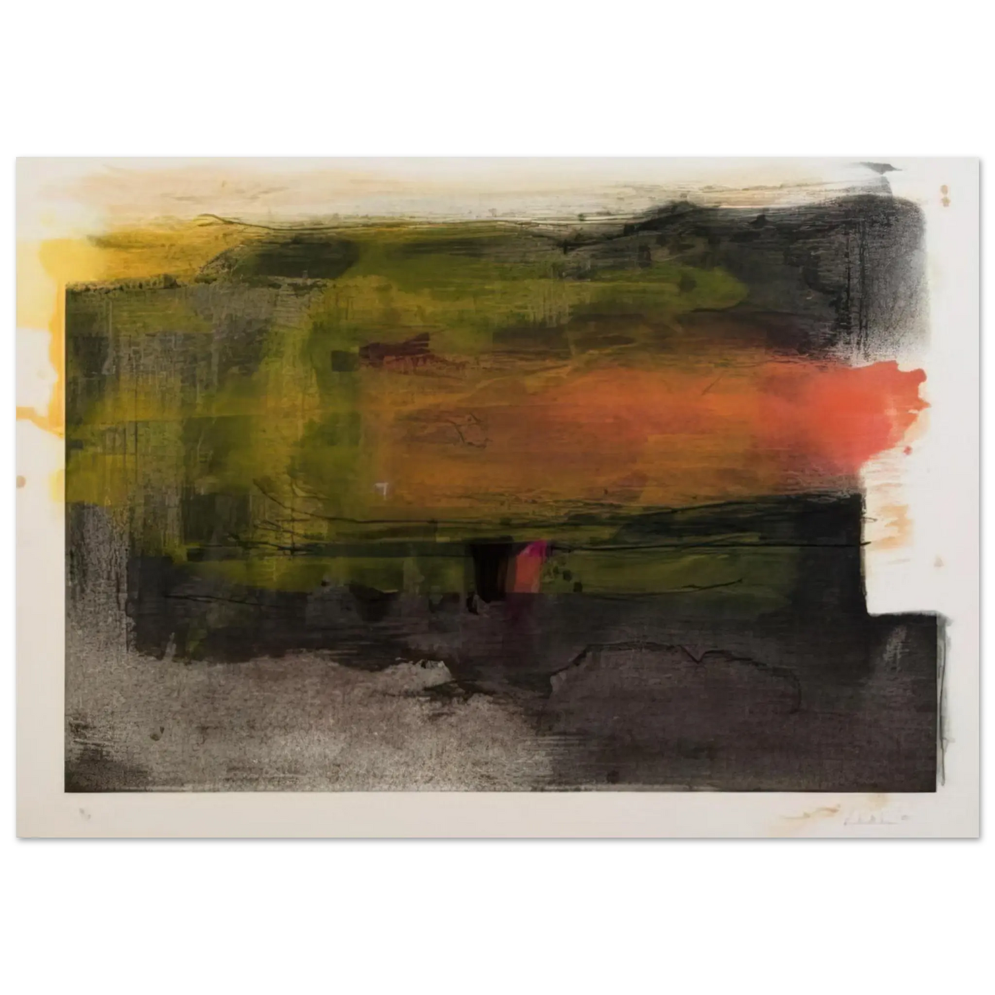 Helen Frankenthaler - Deep Sun - 1983 Wall art - 27x35 cm / 11x14 Inches - Premium Wooden Framed Poster With Fine Art Paper - Wood frame