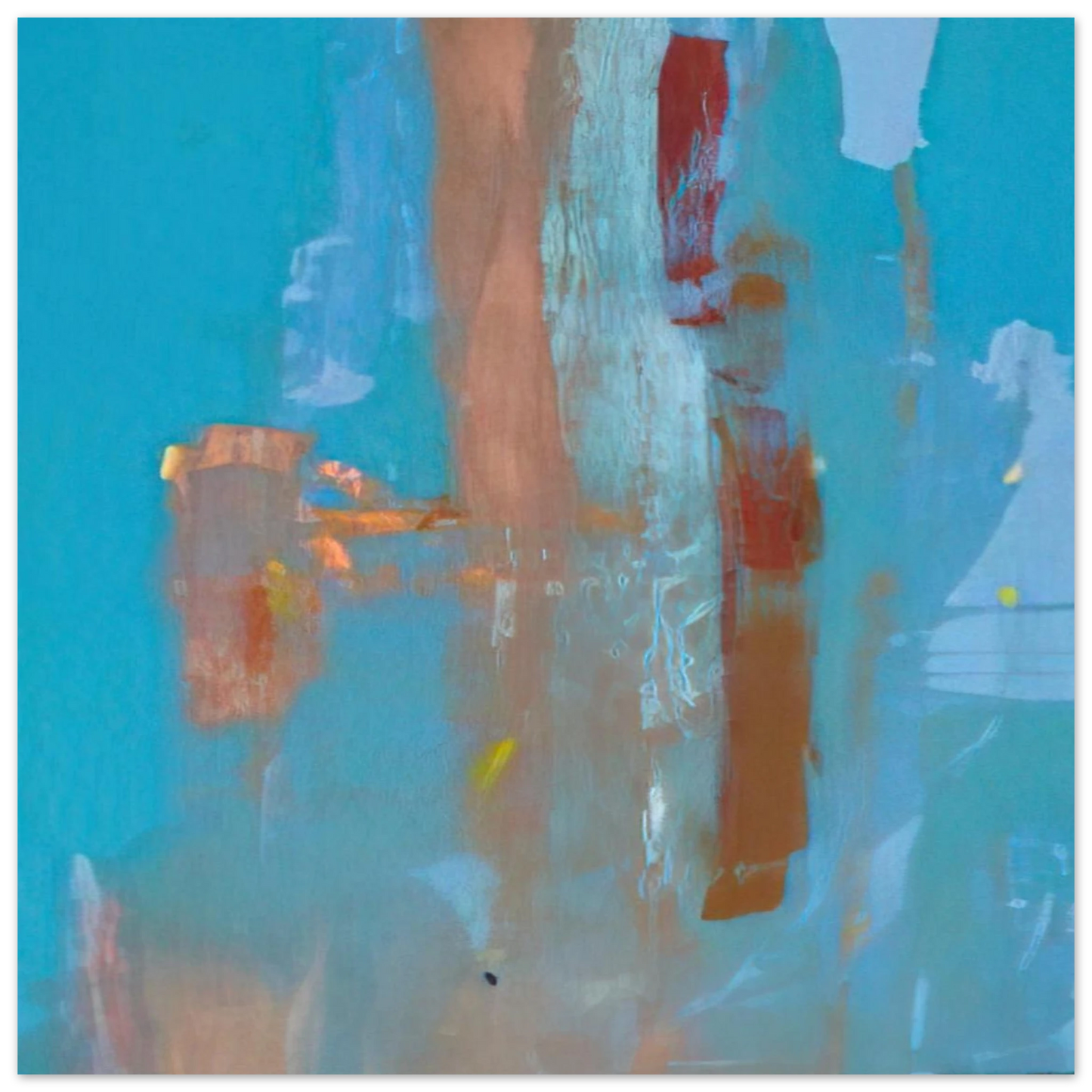 Helen Frankenthaler - In on Blue - 1976 Wall art - 21x29.7 cm / 8x12" - Premium Wooden Framed Poster With Fine Art Paper-canvas - White frame