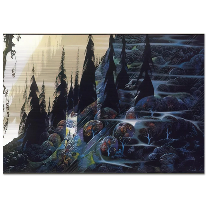 Black Spruce - Eyvind Earle Brushed Aluminum Print - 70x100 cm / 28x40 inches | Eyvind Earle Aluminum Print | Eyvind Earle Prints