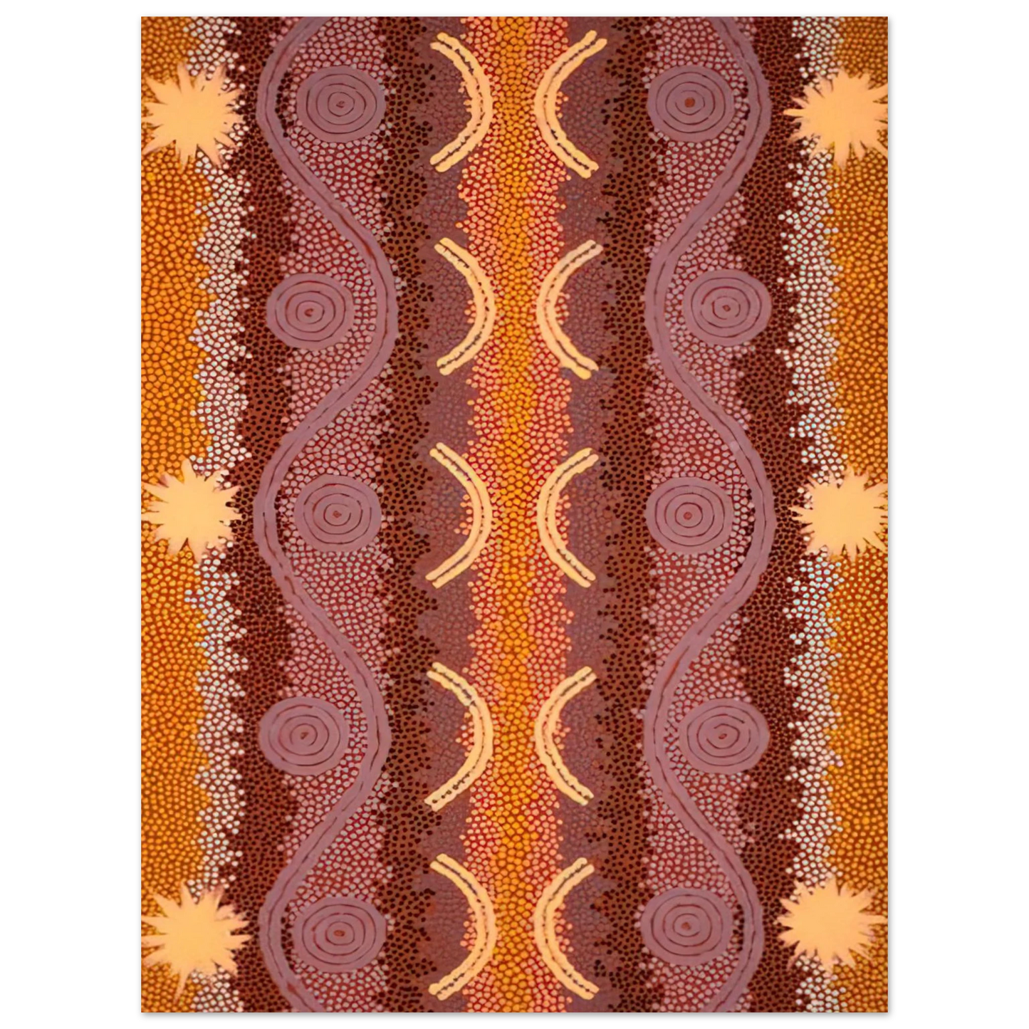 Clifford Possum Tjapaltjarri - Possum and Rock Wallaby Dreaming at Mount Allan - 1996  75x100 cm / 30x40inches Fine Art Poster