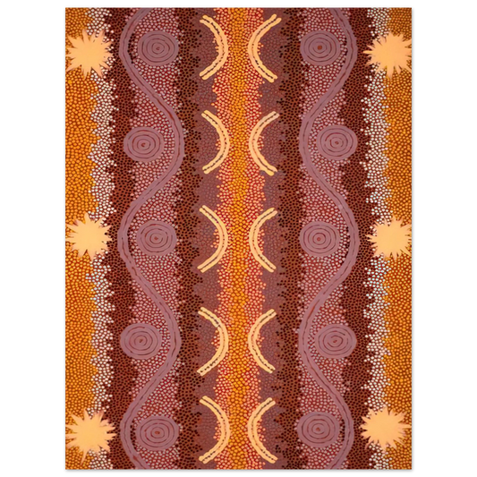 Clifford Possum Tjapaltjarri - Possum and Rock Wallaby Dreaming at Mount Allan - 1996  75x100 cm / 30x40inches Fine Art Poster