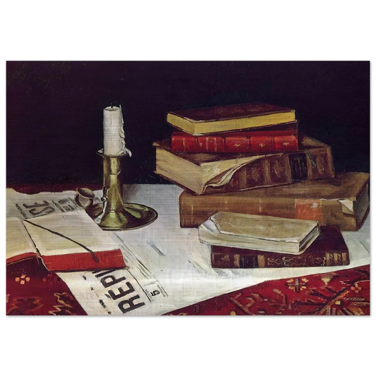 STILL LIFE WITH BOOKS AND CANDLE 1890 - Henri Matisse Brushed Aluminum Print - 70x100 cm / 28x40 inches | Henri Matisse Aluminum Print | Henri Matisse Prints