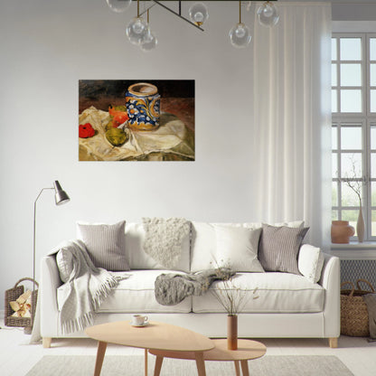 Still life with Italian earthenware jar - Paul Cézanne Brushed Aluminum Print - 70x100 cm / 28x40 inches | Paul Cézanne Aluminum Print | Paul Cézanne Prints