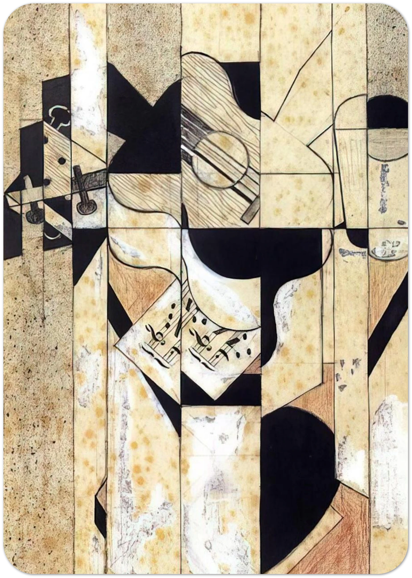 GUITAR AND GLASS 1912 By Juan Gris Pack of 10 Post Cards | Juan Gris Post Cards | A6 (10.5 x 14.8 cm) - 4.1 x 5.8 inches