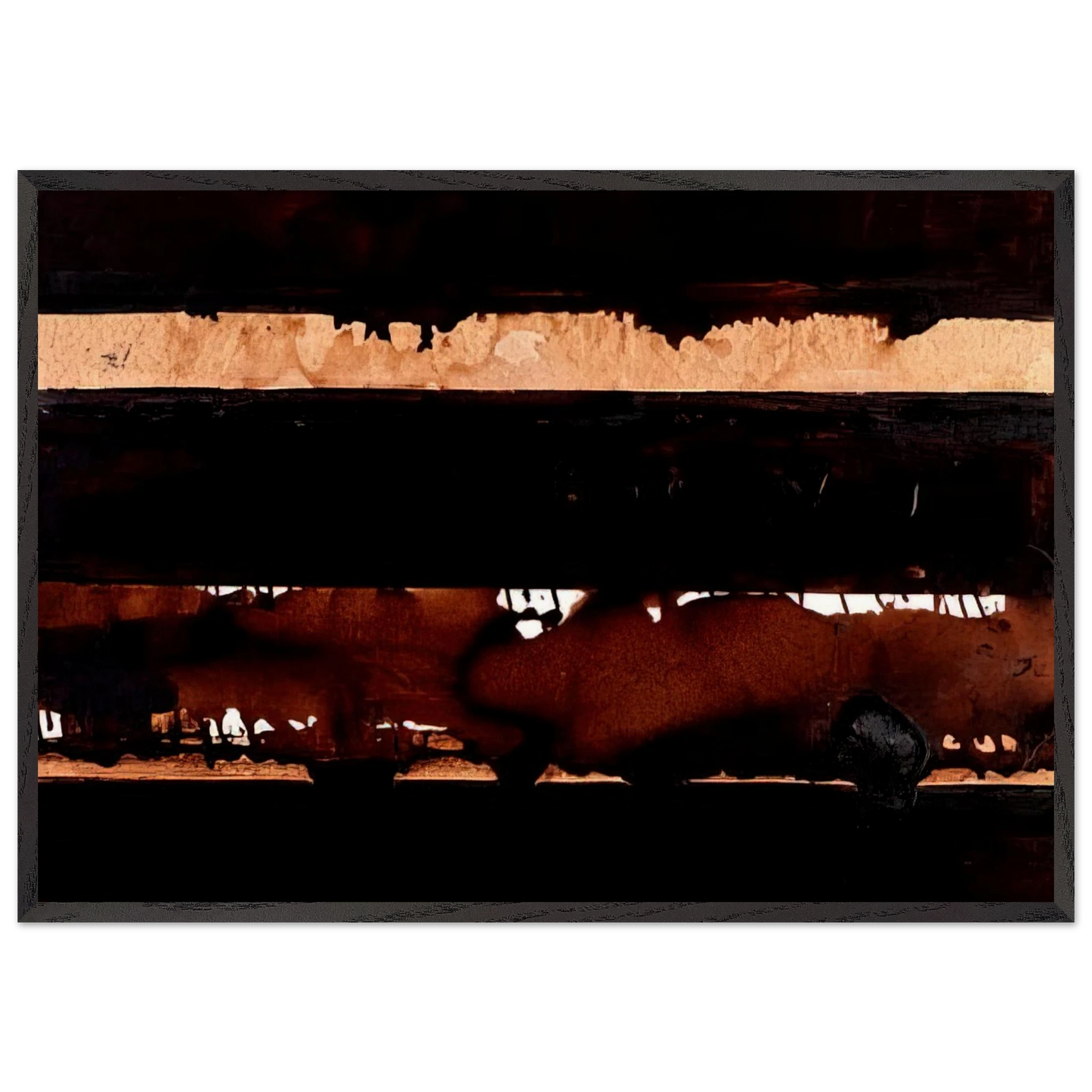 B-Walnut Stain - 2004 - Pierre Soulages 70x100 cm / 28x40 inches Framed Art Print – Black Wooden Frame