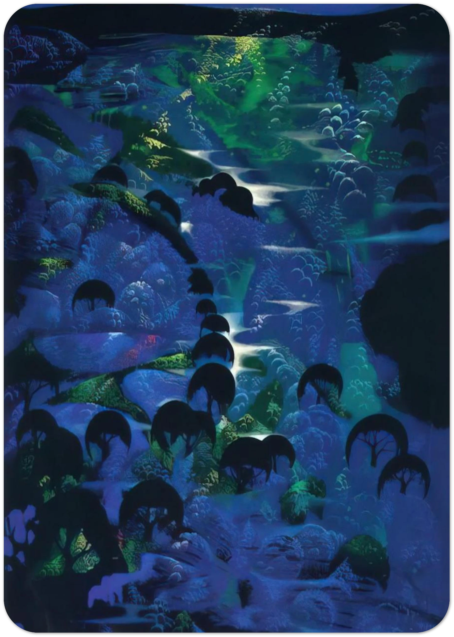 Beneath an Emerald Sky By Eyvind Earle Pack of 10 Post Cards | Eyvind Earle Post Cards | A6 (10.5 x 14.8 cm) - 4.1 x 5.8 inches
