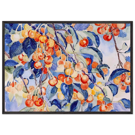 CHERRIES - Theo van Rysselberghe 70x100 cm / 28x40 inches Framed Art Print – Black Wooden Frame