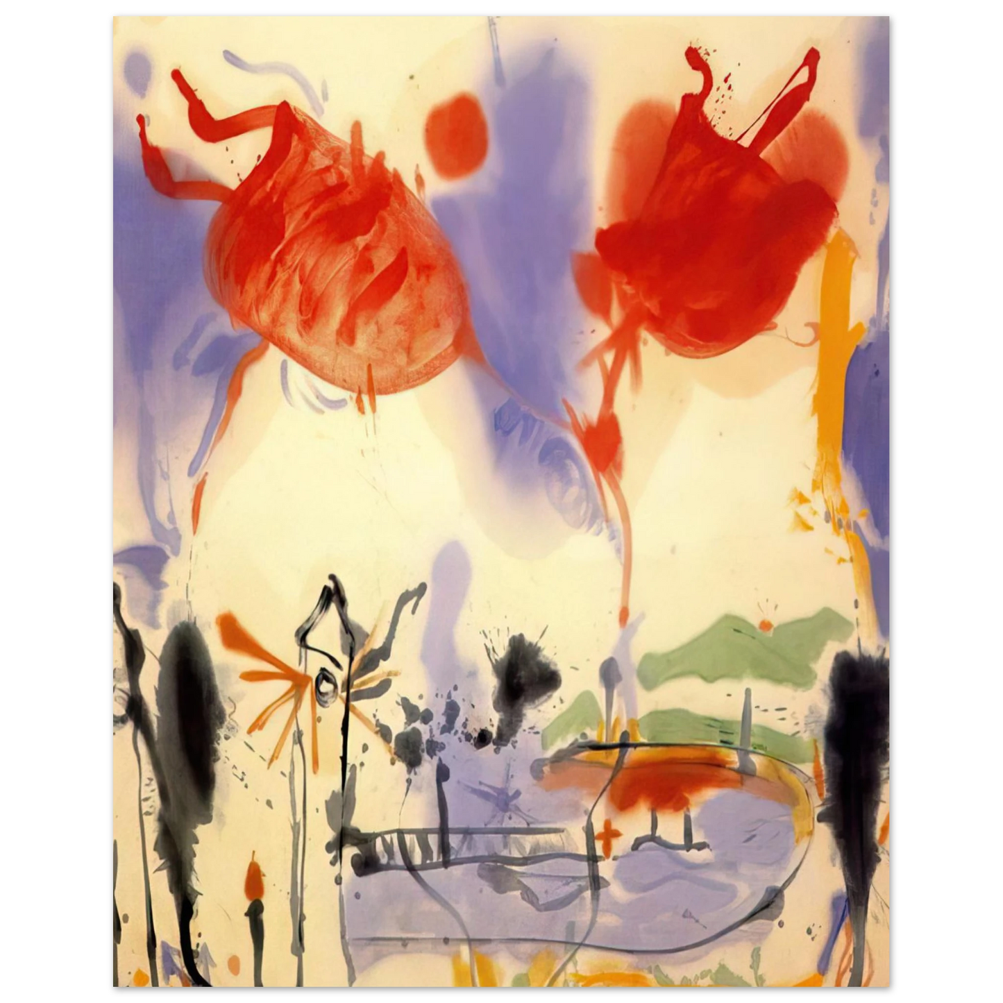 Helen Frankenthaler - Round Trip - 1957 Wall art - 15x20 cm / 6x8 inches - Fine Art Poster-canvas - -