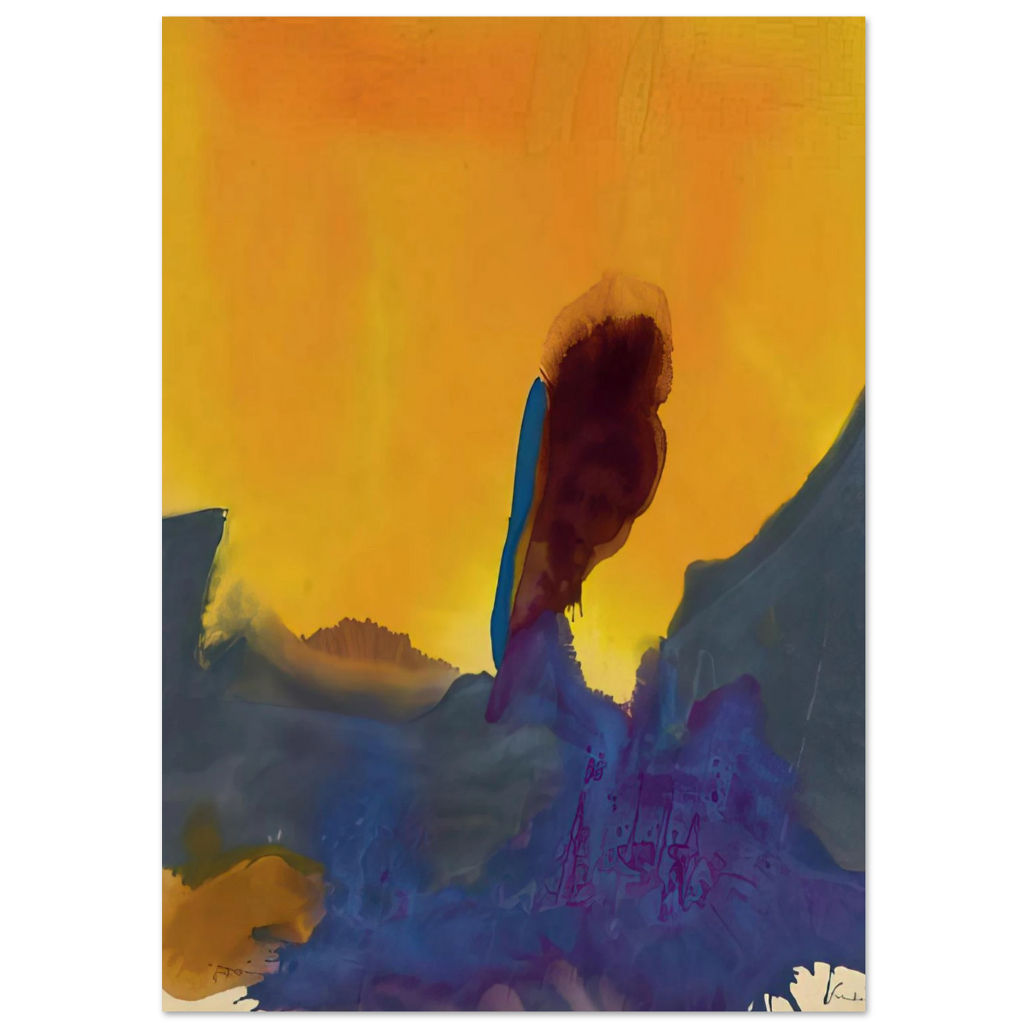 Helen Frankenthaler - Glow II - 1968 Wall art - A1 (59.4 x 84.1  cm) - Premium Wooden Framed Poster With Fine Art Paper-canvas - White frame